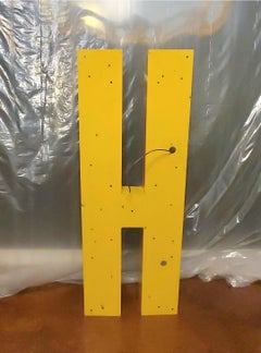 Vintage 1977 Large Architectural Salvage Sign Letter 'H'
