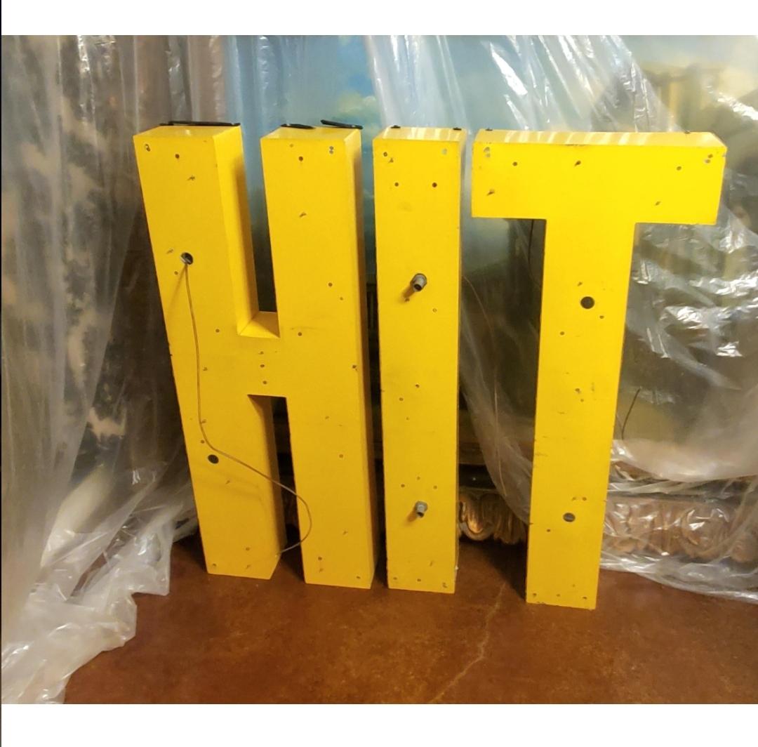 Industrial Vintage 1977 Large Architectural Salvage Sign Letter 'H' For Sale