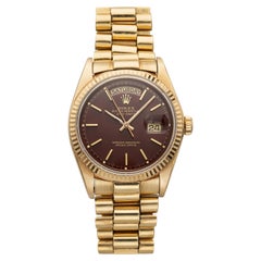 Vintage 1977 Rolex Day-Date 1803 18K Yellow Gold Oxblood Stella Dial Auto 36mm