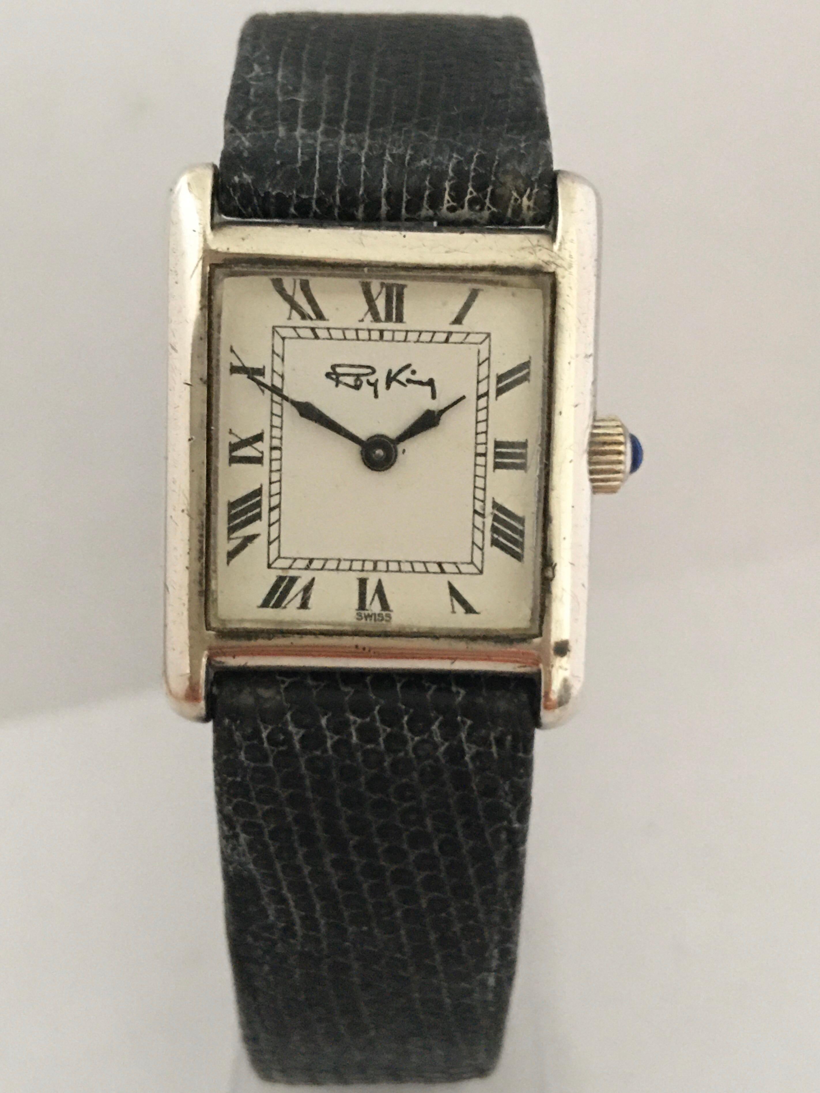 Vintage 1977 Roy King Solid Silver Tank Watch 10