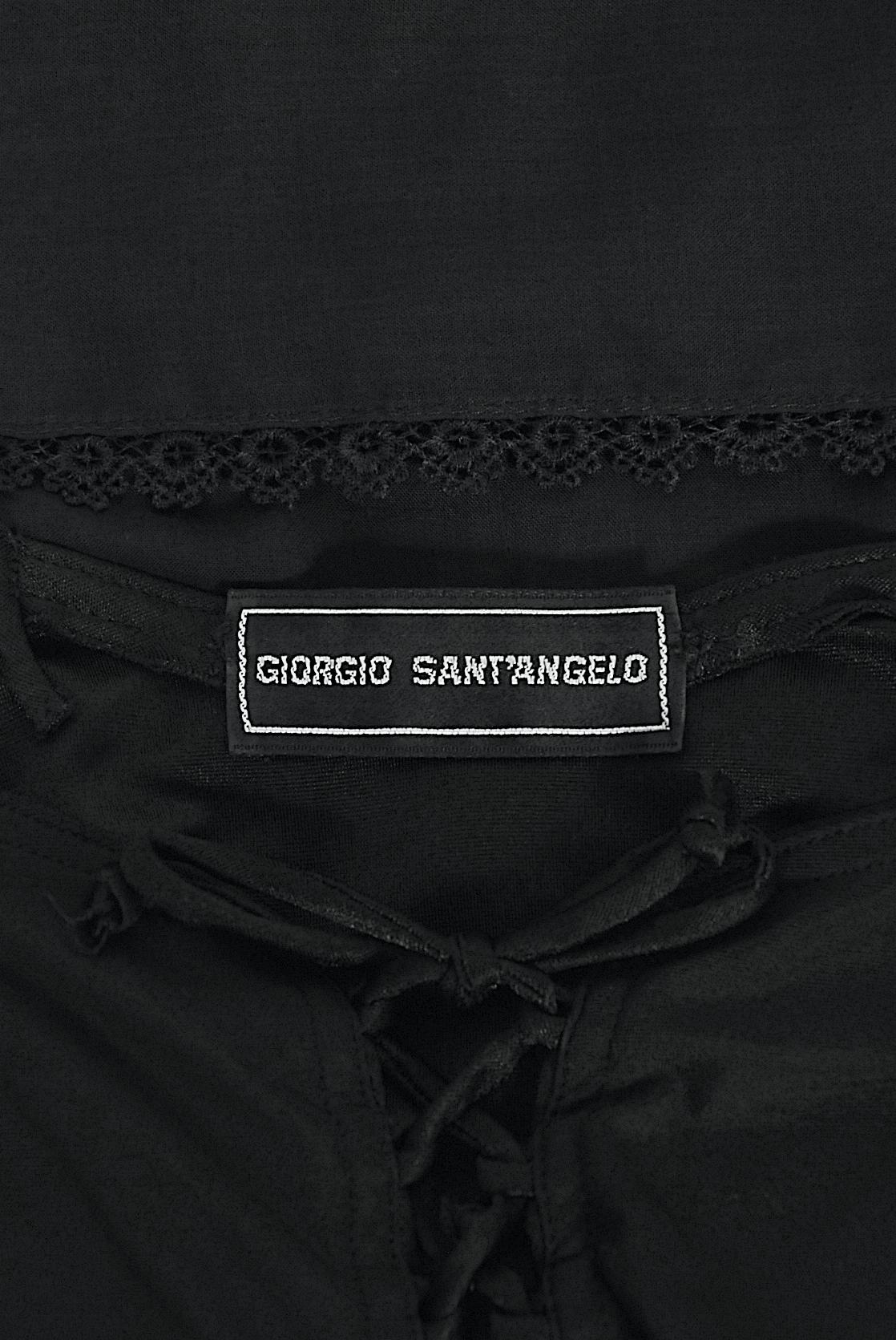 Vintage 1977 Sant Angelo Documented Black Jersey Lace-Up Bodysuit Dress & Shawl en vente 10