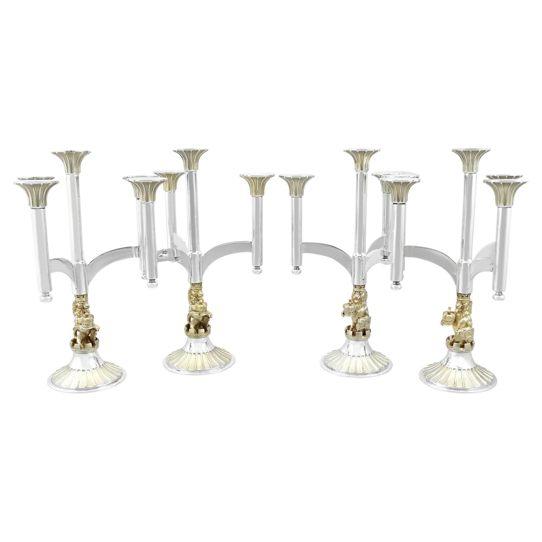 Chandelier vintage à quatre lumières en argent sterling, 1977 en vente