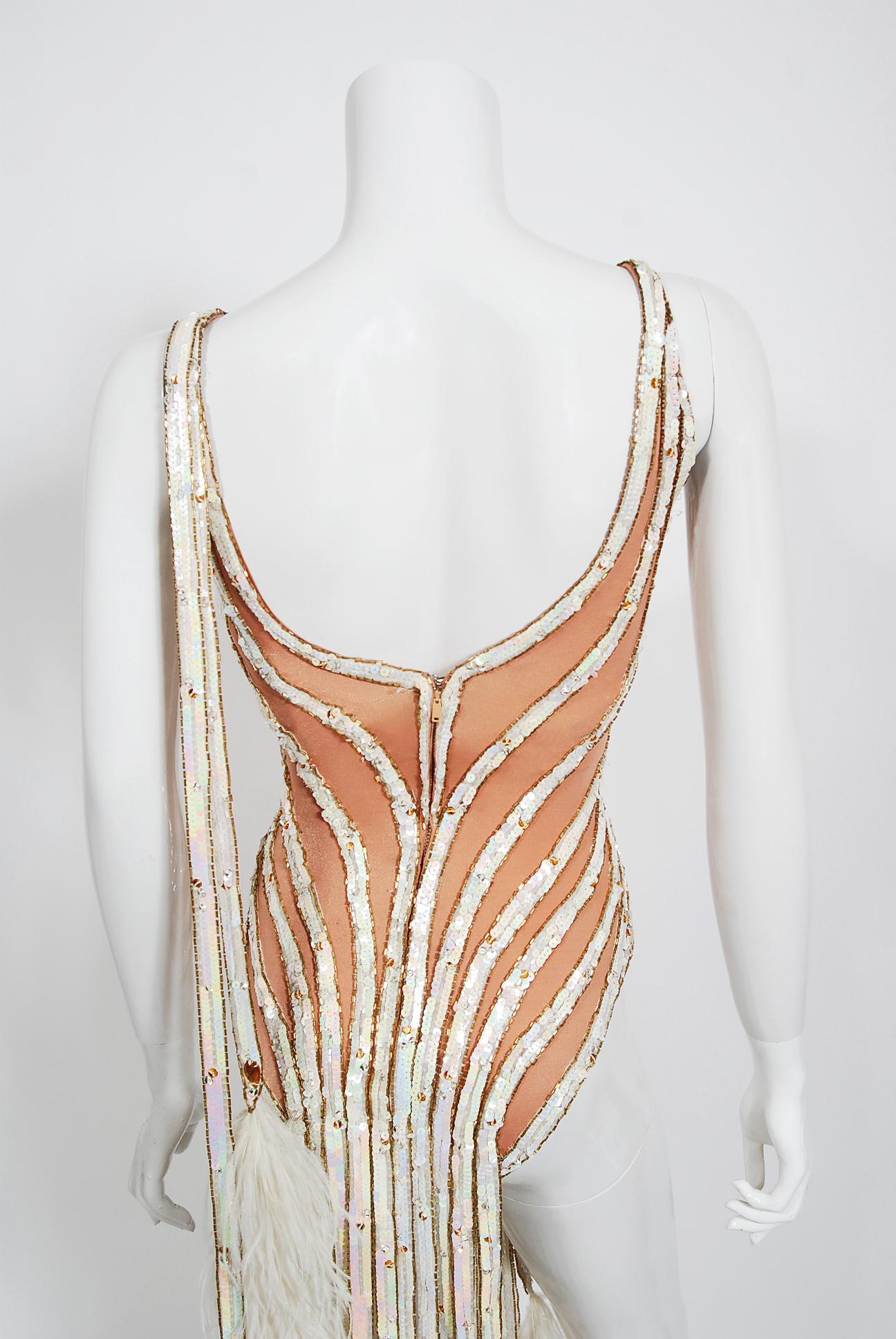 Vintage 1978 Bob Mackie for Mitzi Gaynor Documented Sequin Feather Dance Costume 6