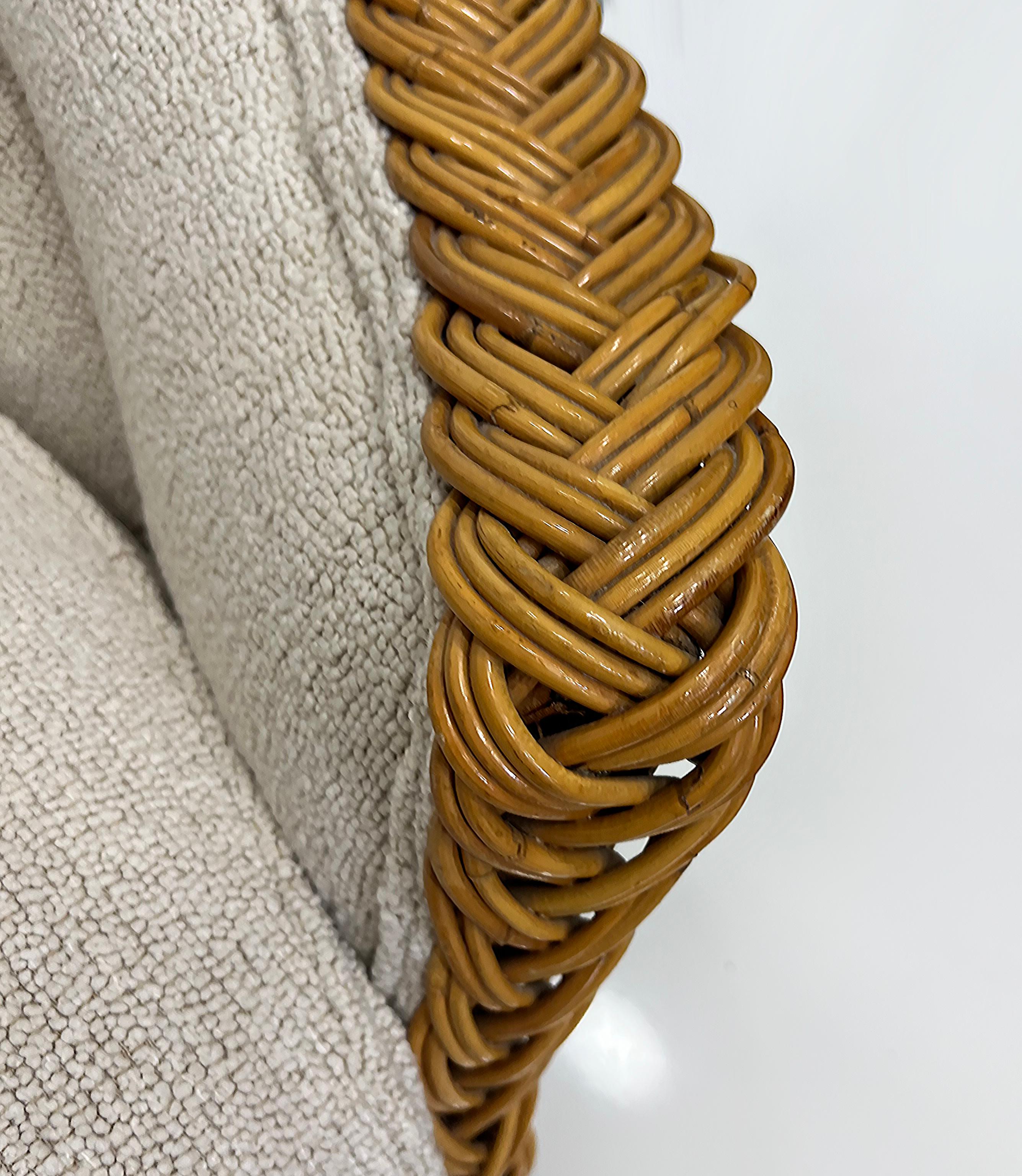 Vintage 1978 Henry Olko Woven Rattan Chair, Labeled, Recently Upholstered For Sale 4