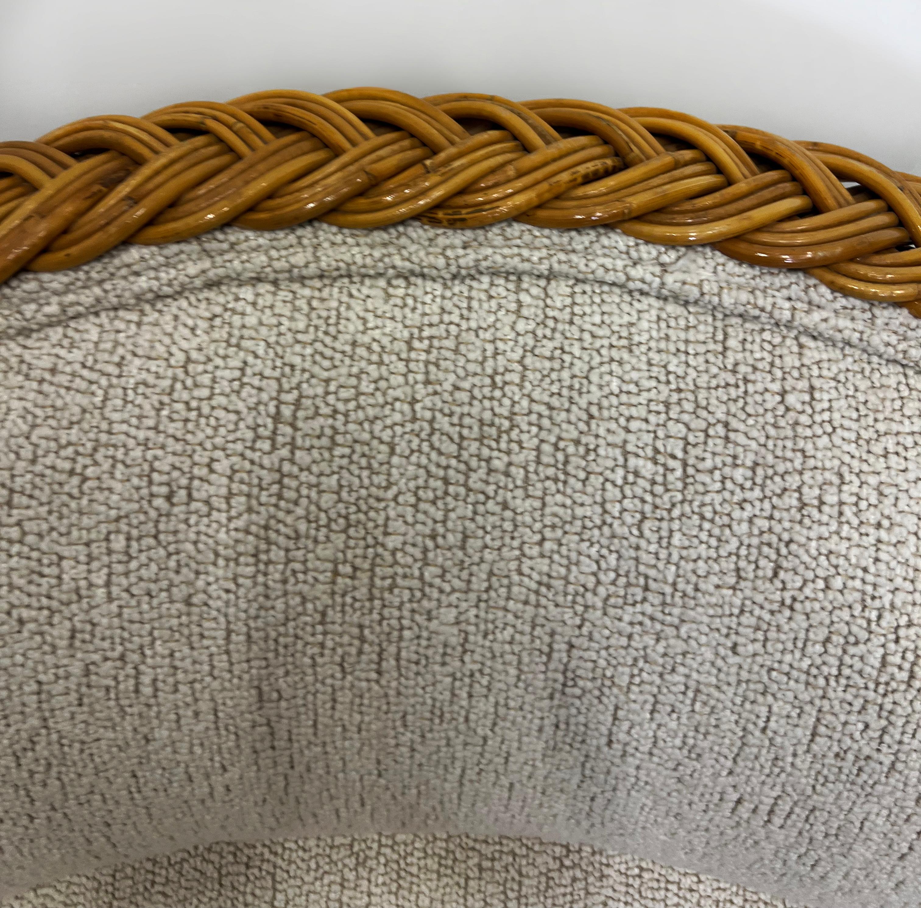 Vintage 1978 Henry Olko Woven Rattan Chair, Labeled, Recently Upholstered For Sale 6