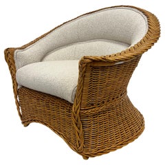 Henry Olko, gewebter Rattanstuhl, Labeled, kürzlich gepolstert, Vintage 1978