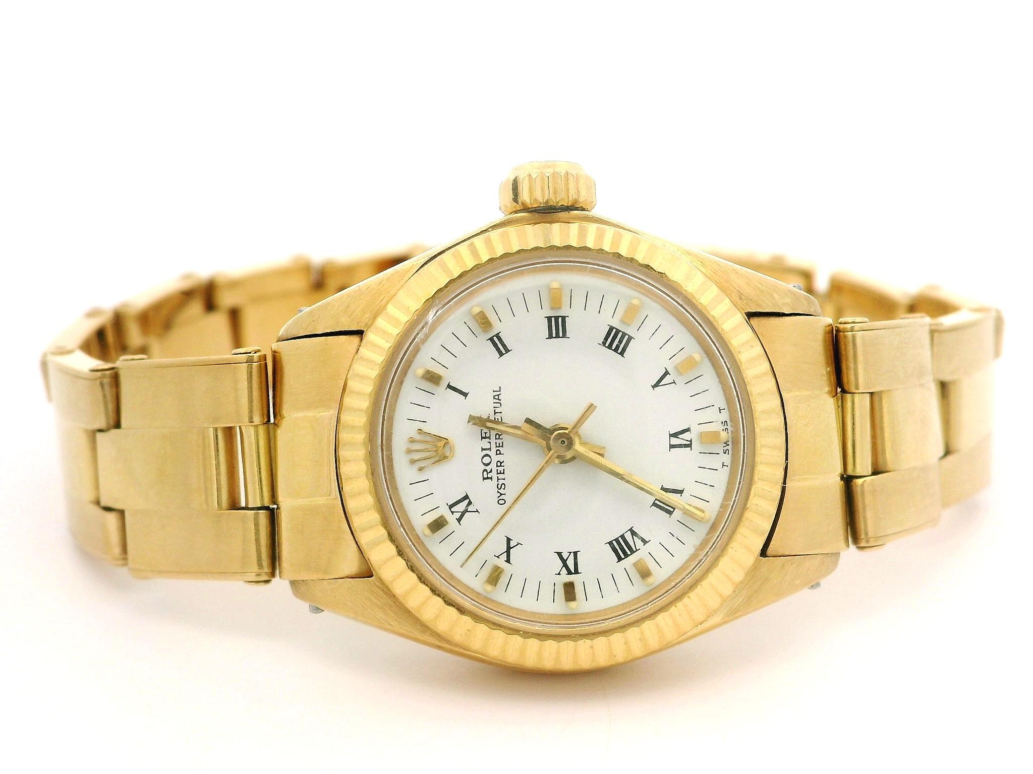 Women's Vintage 1978 Ladies 18k Yellow Gold Rolex 25mm Watch Ref. 6719 w/ Rivet Bracelet