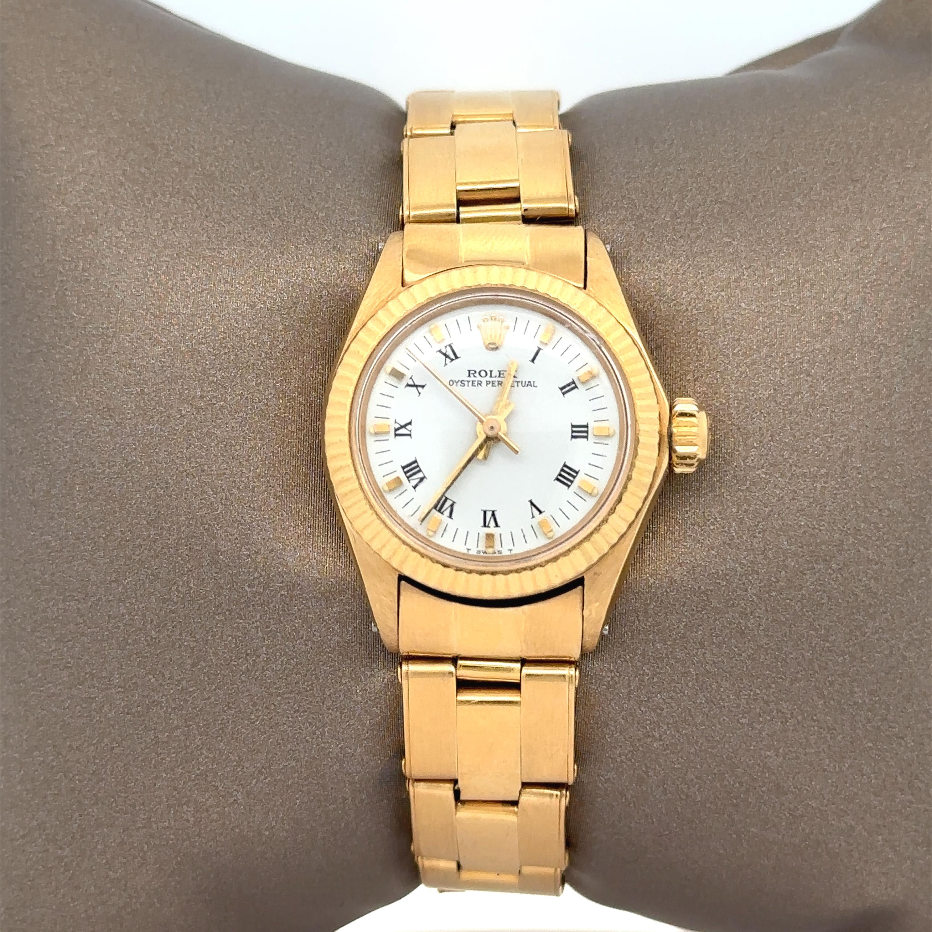 Vintage 1978 Ladies 18k Yellow Gold Rolex 25mm Watch Ref. 6719 w/ Rivet Bracelet 5