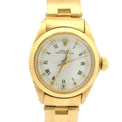 Vintage 1978 Damen 18k Gelbgold Rolex 25mm Uhr Ref. 6719 mit Nietenarmband