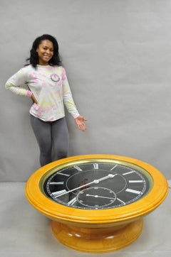Vintage 1978 Paul Persoff Design Large 48" Custom Working Clock Coffee Table
