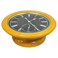 Vintage 1978 Paul Persoff Design Large 48" Custom Working Clock Coffee Table