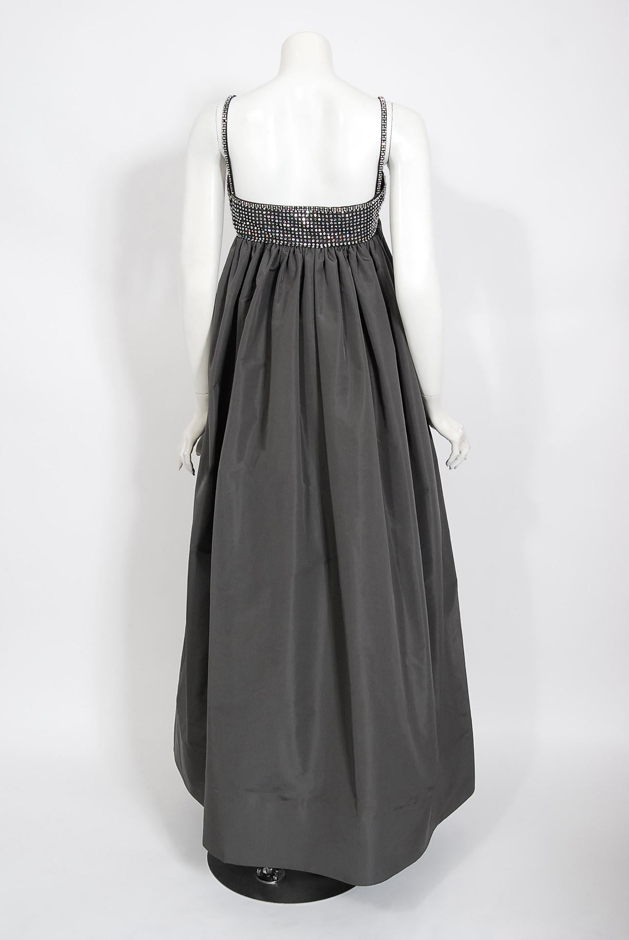 Vintage 1978 Pierre Cardin Haute Couture Charcoal Silk Voluminous Gown & Cape 3