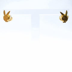 Vintage 1978 Playboy Bunny Stud Earrings in 14K Yellow Gold