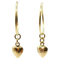 Vintage 1978 Puffy Heart Charm Hoop Earrings