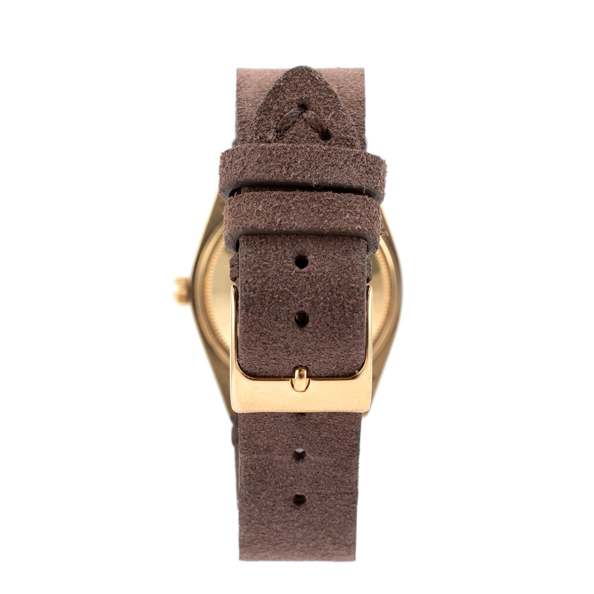 Women's or Men's Vintage 1978 Rolex Date 34MM 1503 14K Yellow Gold Leather Strap Watch