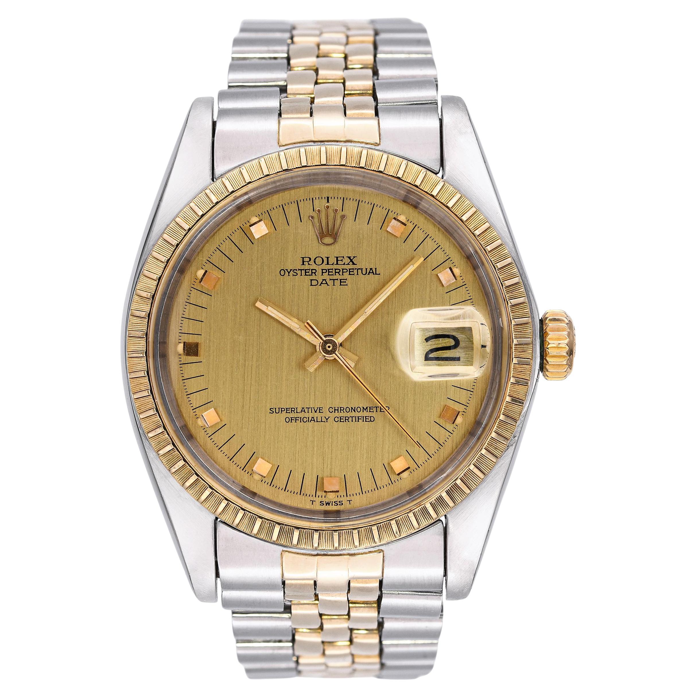 Vintage 1978 Rolex Date Men's Watch JB Champion Rolex Bracelet Ref 1505 For Sale