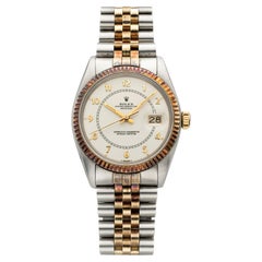 Vintage 1978 Rolex Datejust 16013 Two-Tone White Boiler Gauge Dial Auto 36mm