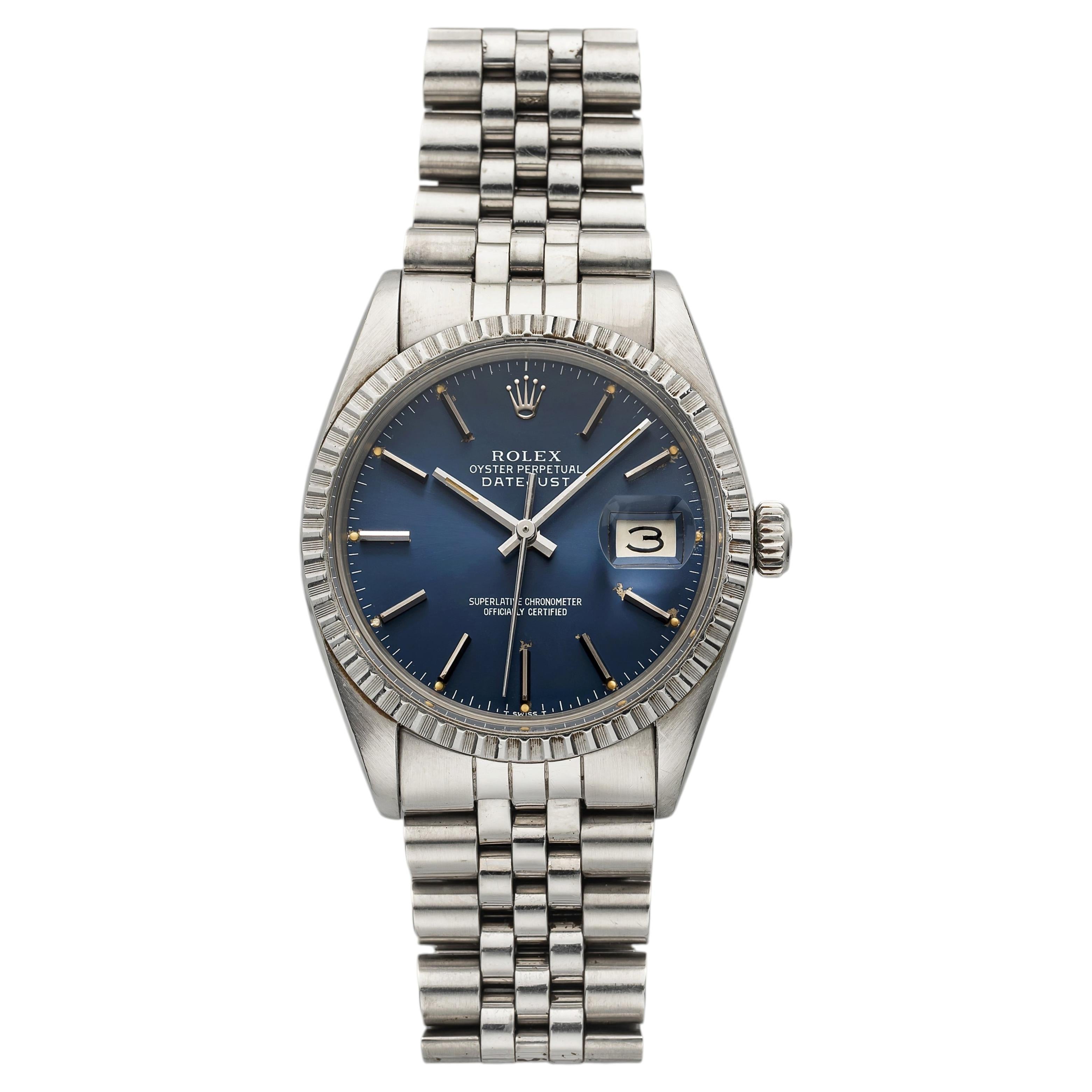 Rolex Datejust 16030 de 1978, de acero inoxidable, con esfera azul con efecto rayos de sol, automático, 36 mm