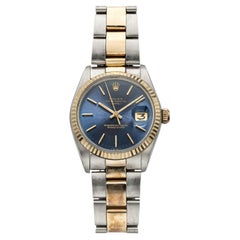 Rolex Oyster Perpetual Date 1500 de 1978, de dos tonos, con esfera azul, automático, 34 mm