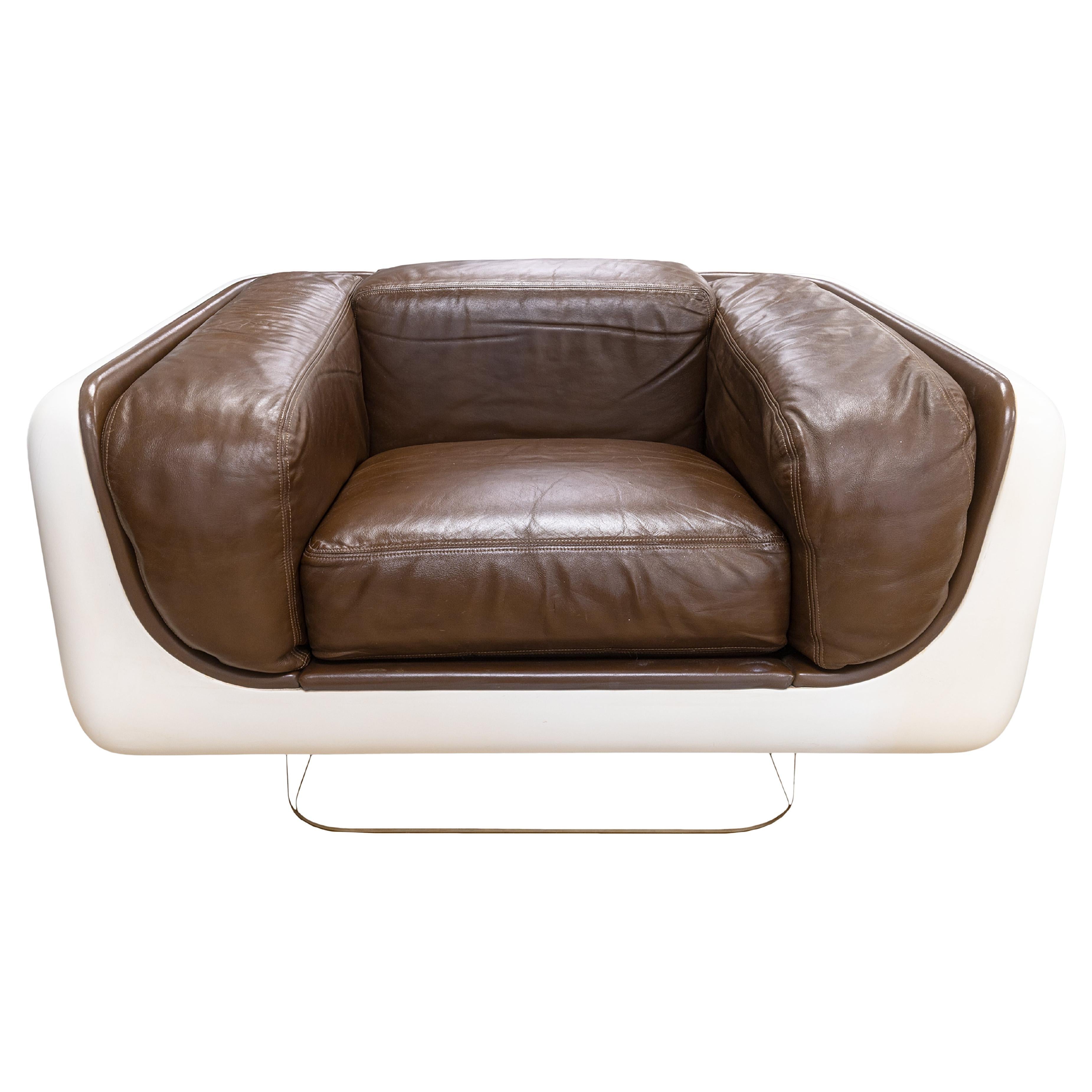 Vintage 1978 William Andrus for Steelcase Brown Leather Soft Seating Armchair