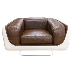 Vintage 1978 William Andrus para Steelcase Sillón de cuero marrón de asiento blando