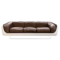 Vintage 1978 William Andrus for Steelcase Brown Leather Soft Seating Sofa