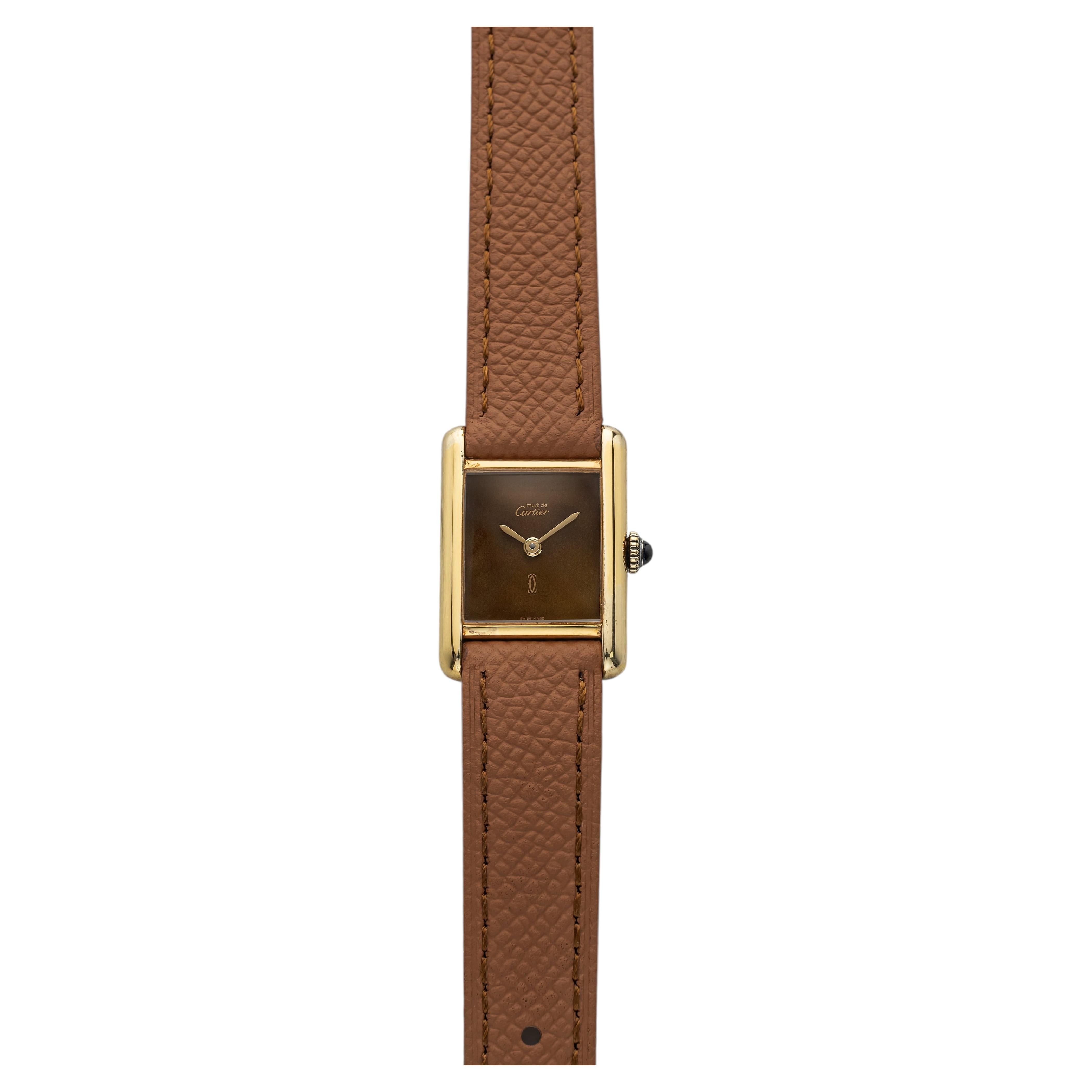 Vintage 1979 Cartier Must Tank Vermeil Tortoiseshell Dial Manual 21mm