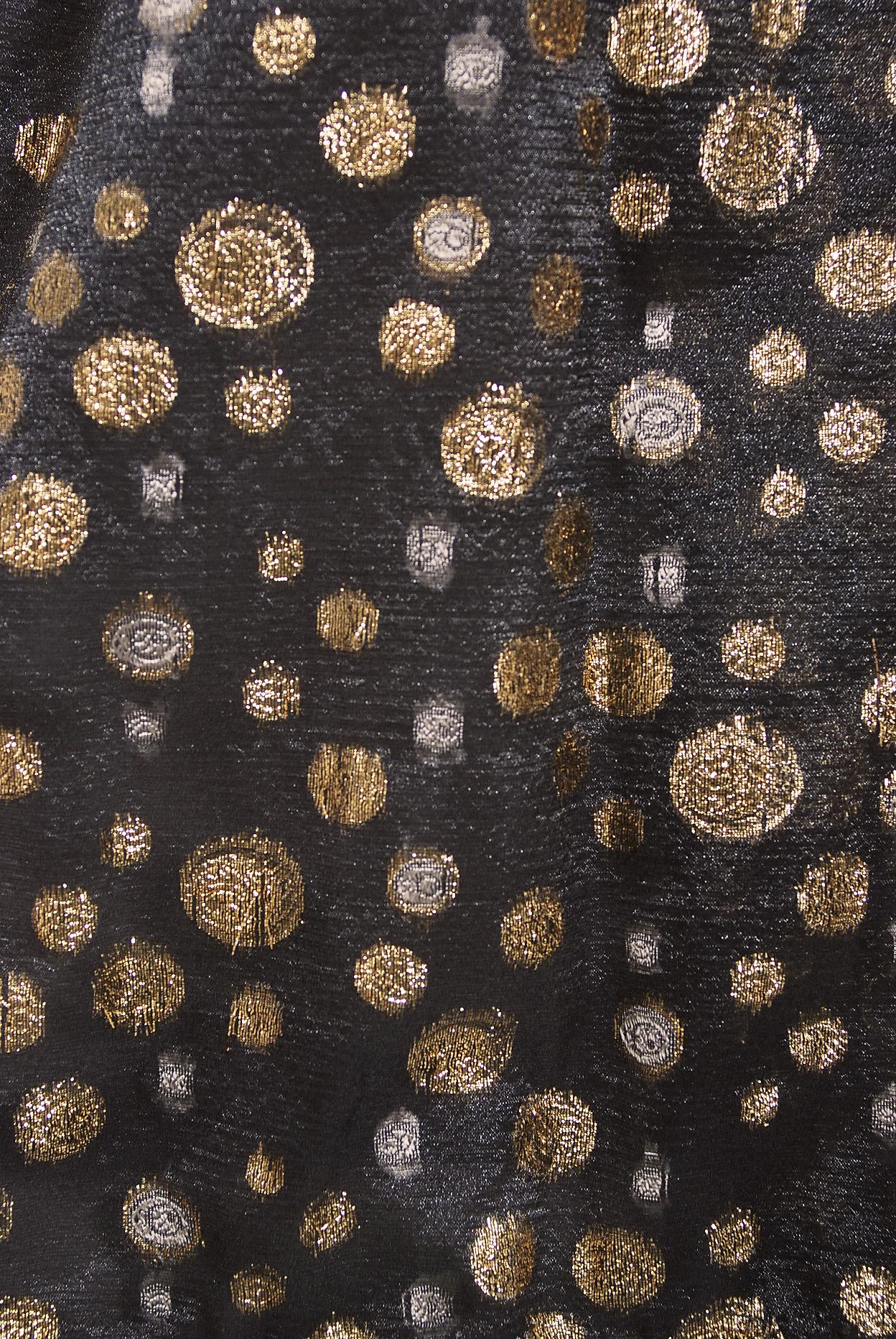 Vintage 1970's Lanvin Couture Metallic Polka-Dot Charcoal Silk Lamé Halter Dress 1