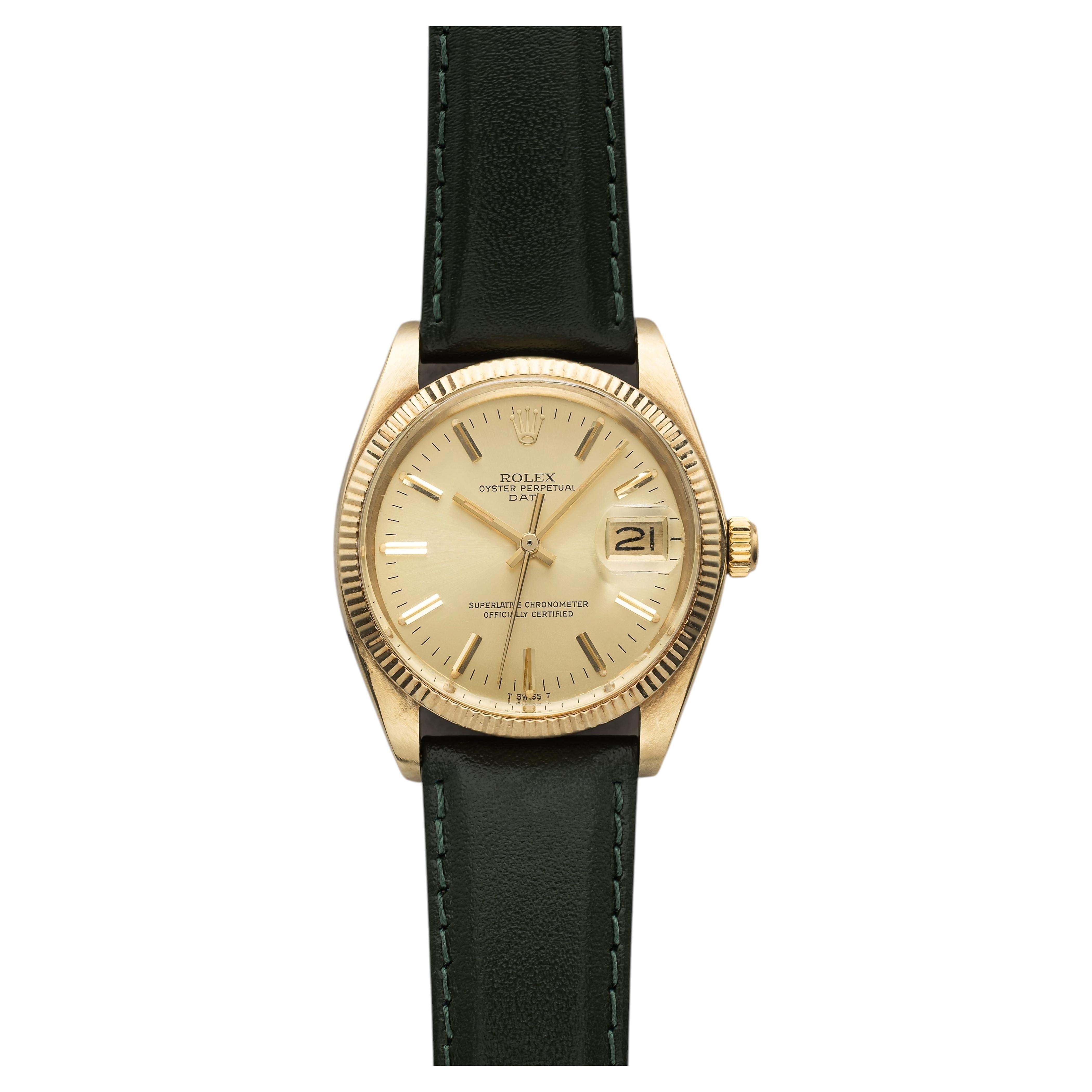 Vintage 1979 Rolex Date 1503 14K YG Champagne Dial Auto 34mm Head Only