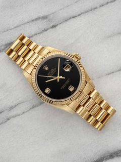 Vintage 1979 Rolex Datejust 16018 18K YG Onyx Diamond Dial Auto 36mm