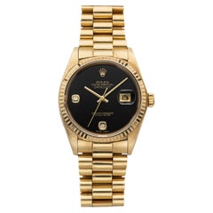 Vintage 1979 Rolex Datejust 16018 18K YG Onyx Diamond Dial Auto 36mm