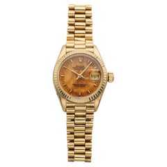 Vintage 1979 Rolex Datejust 69178 18K YG Walnut Burl Wood Dial Auto 26mm