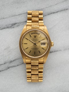 Vintage 1979 Rolex Day-Date 18078 18K YG Bark Finish Champagne Dial
