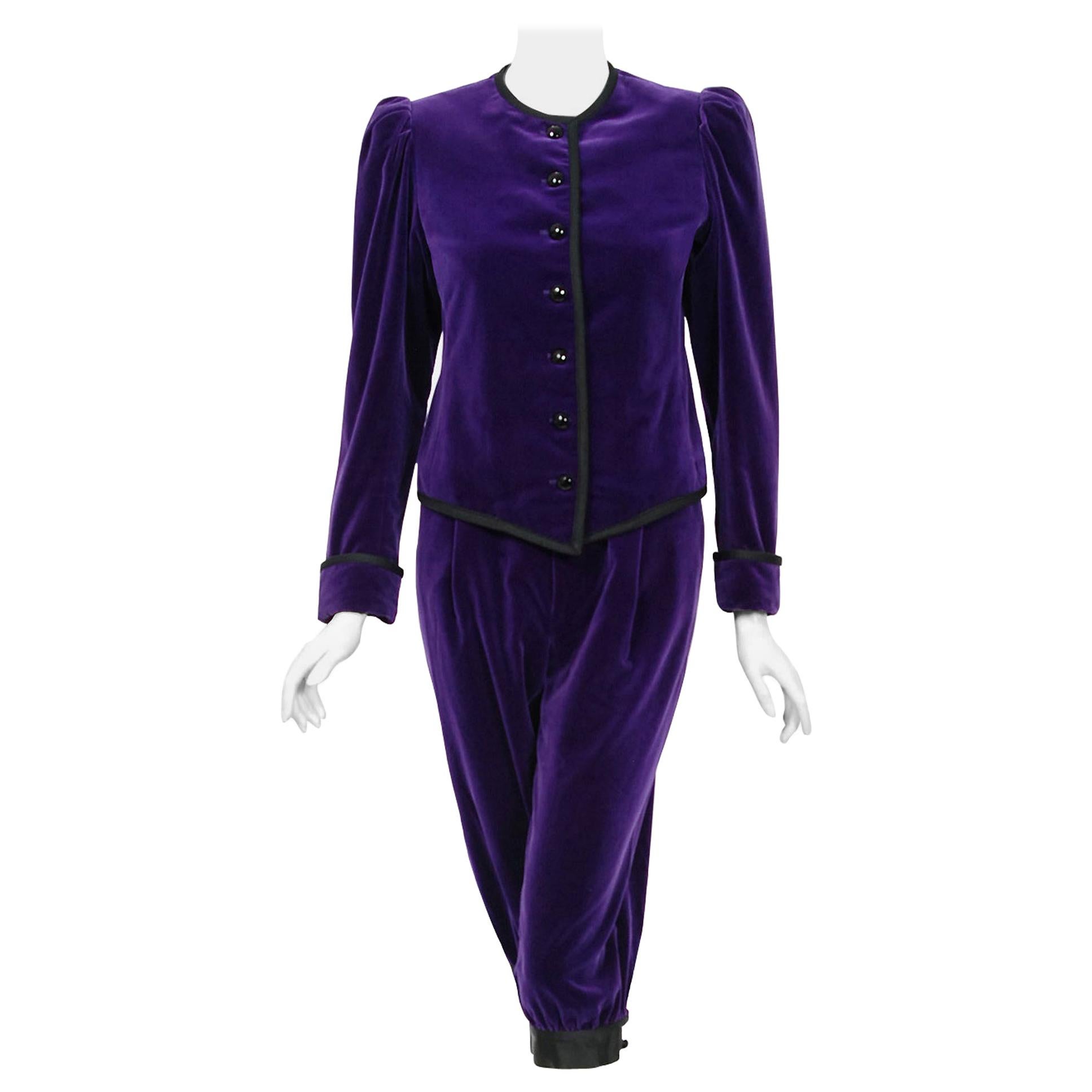 purple velvet pantsuit
