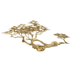 Vintage 1980 Bijan Brass Bonsai Tree Gold Colored Wall Sculpture