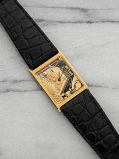 Vintage 1980 Concord Delirium Squelette II 18K YG Skeleton Dial Quartz 24mm