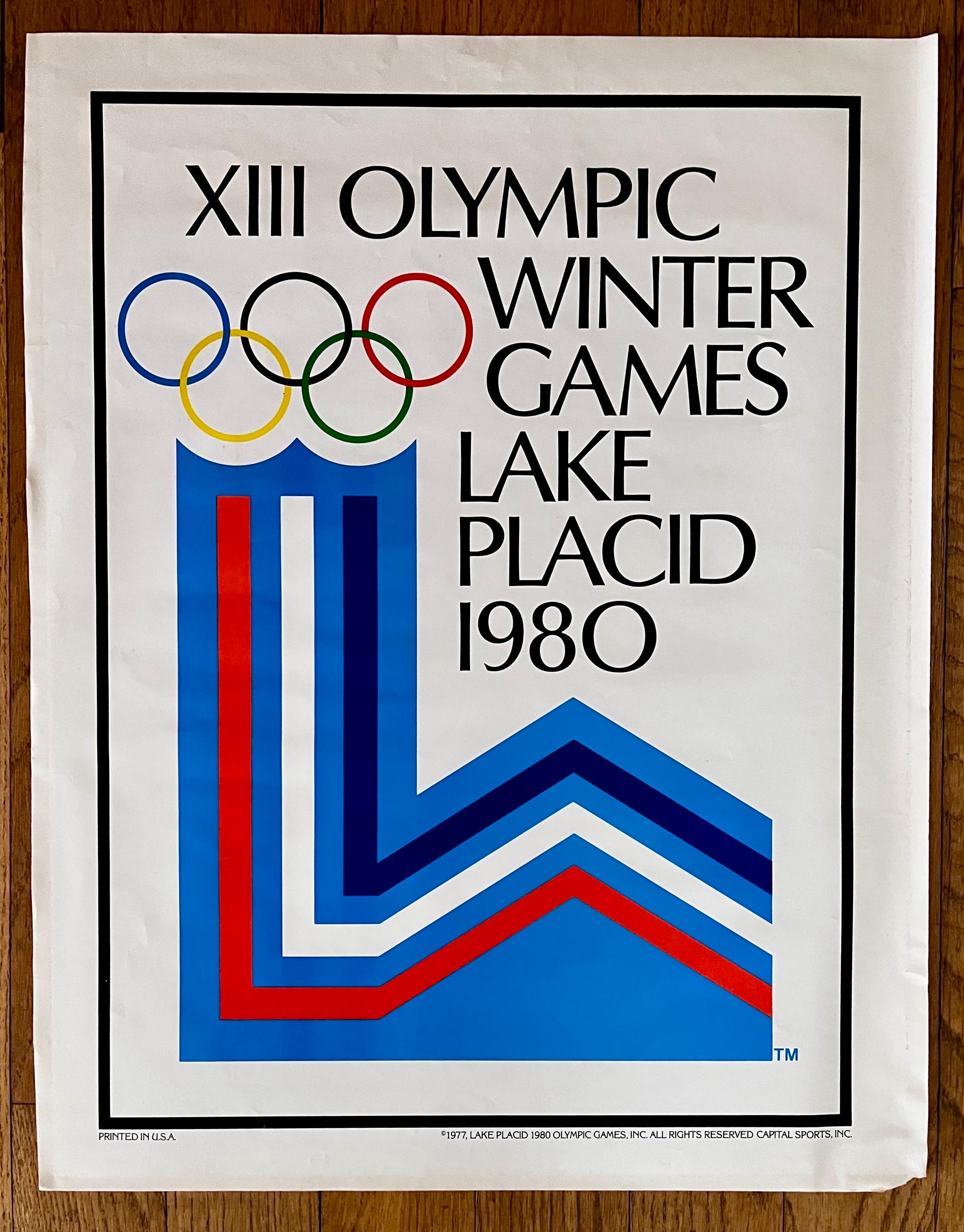 Vintage 1980 Lake Placid Winter Olympics Poster, 
Designed By Robert W. Whitney

