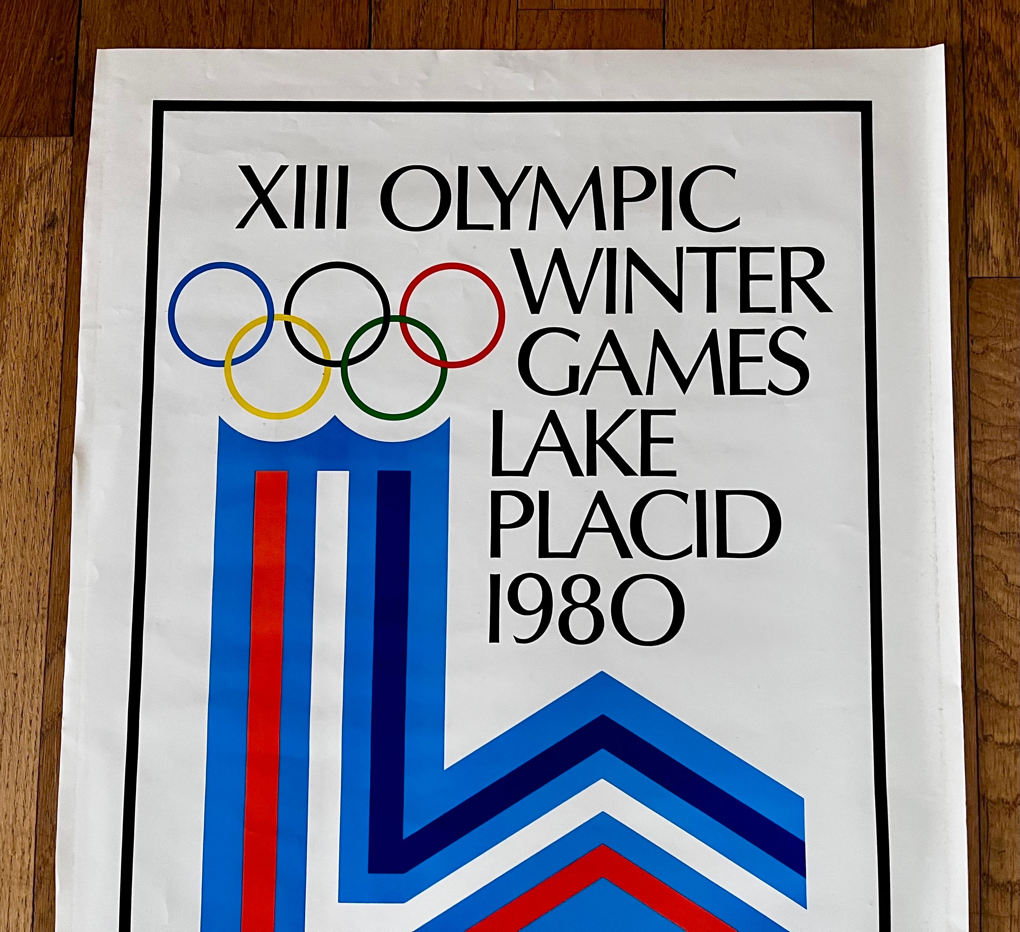 Vintage 1980 Lake Placid Winter Olympics Poster In Good Condition In Philadelphia, PA