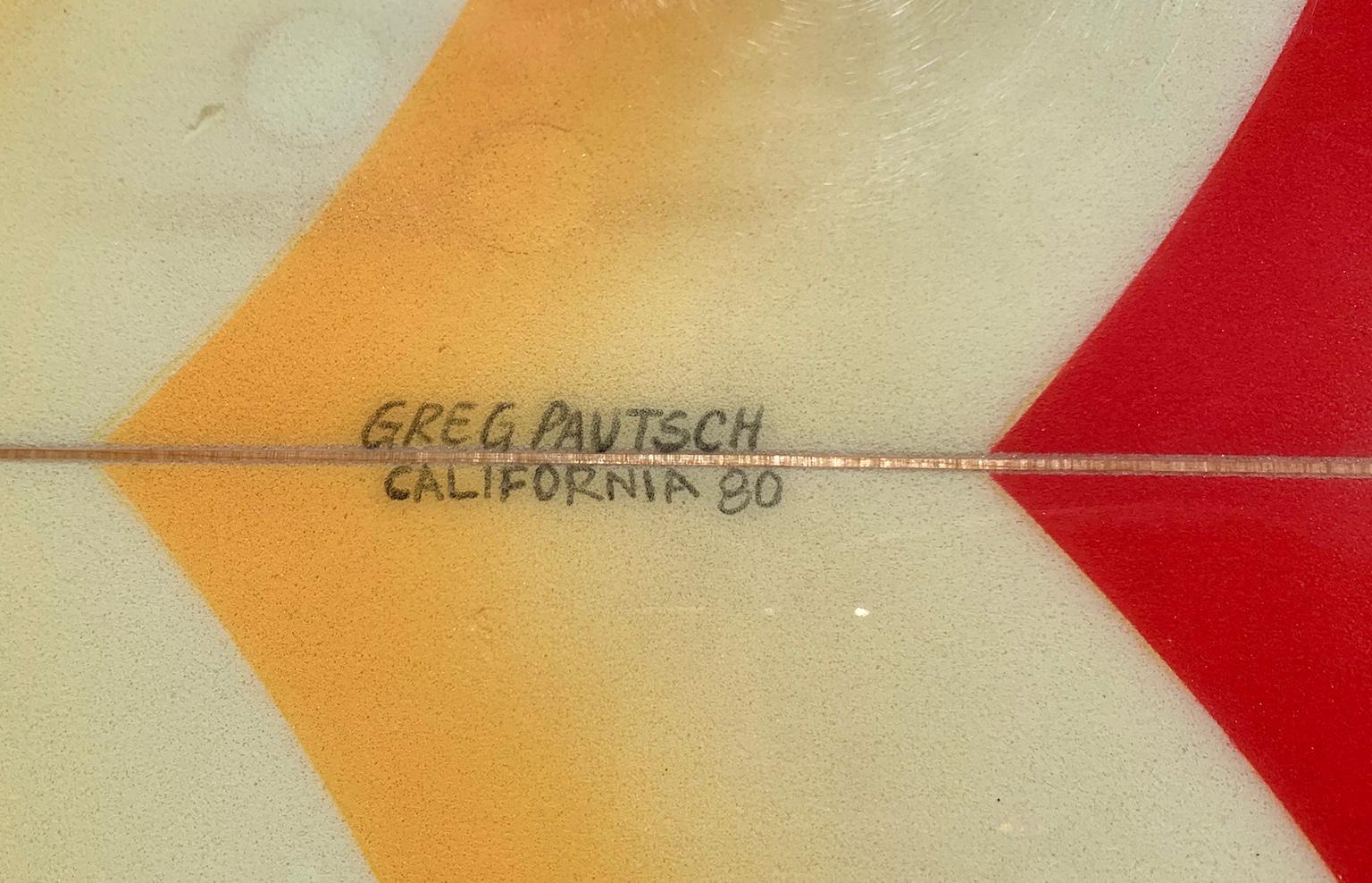 American Vintage 1980 McCoy Twin Fin Surfboard by Greg Pautsch For Sale