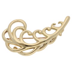 Vintage 1980 Paloma Picasso for Tiffany & Co. Feather Brooch in Yellow Gold