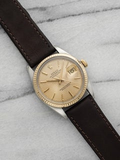 Rolex Datejust 16013 vintage de 1980, bicolore, cadran « Tapestry » couleur champagne, mouvement automatique, 36 mm