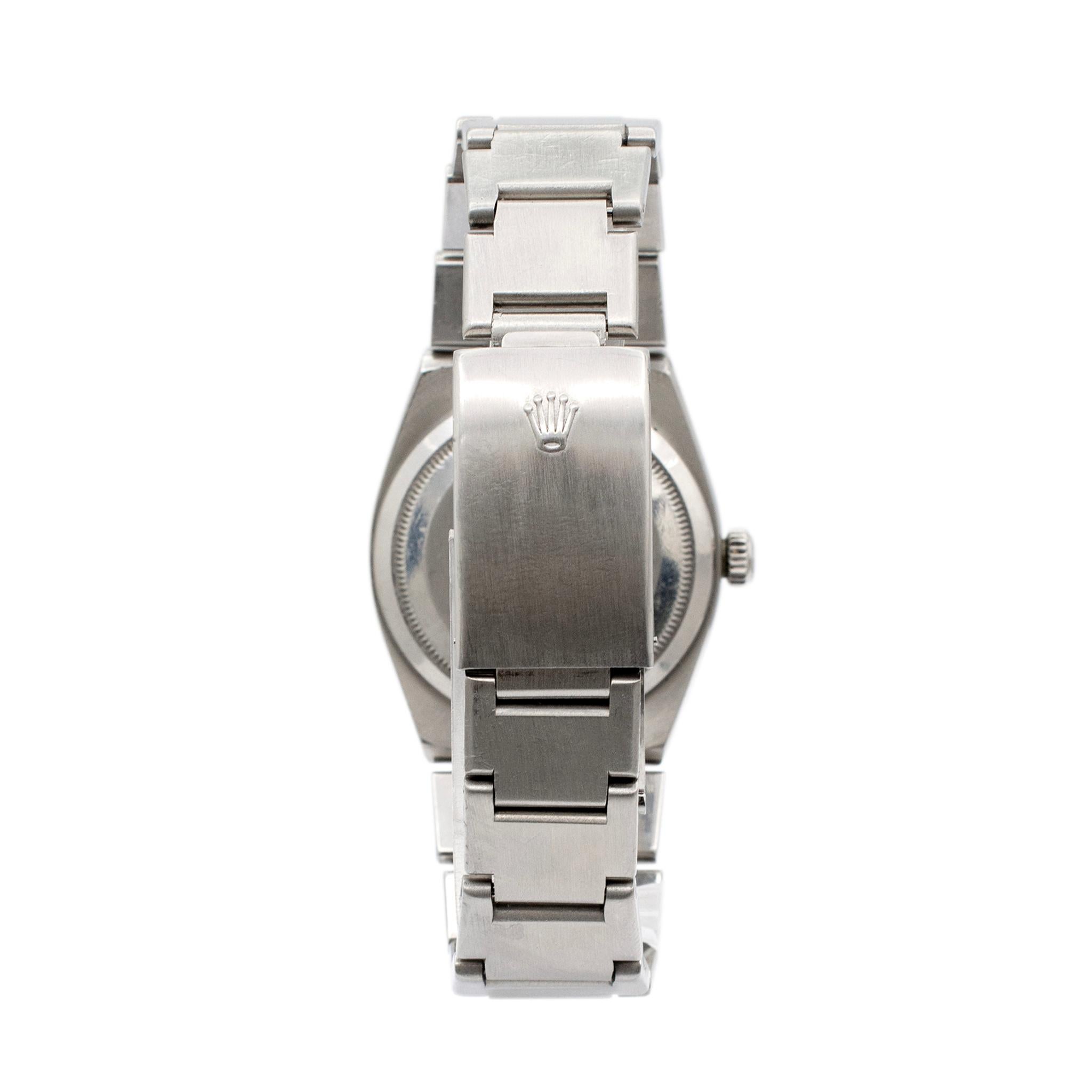 De los hombres Reloj de acero inoxidable Vintage 1980 Rolex Oyster Quartz Datejust 36MM Black Dial