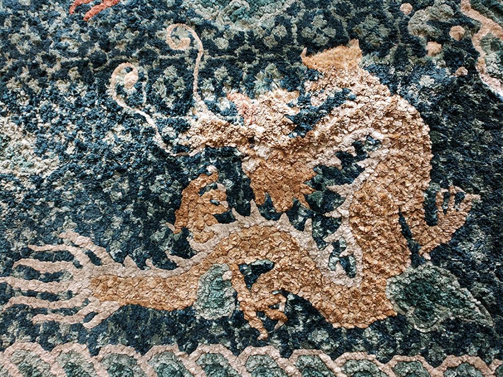 Vintage 1980 Silk Chinese Dragon Carpet ( 3' x 5' - 91 x 152 ) For Sale 2