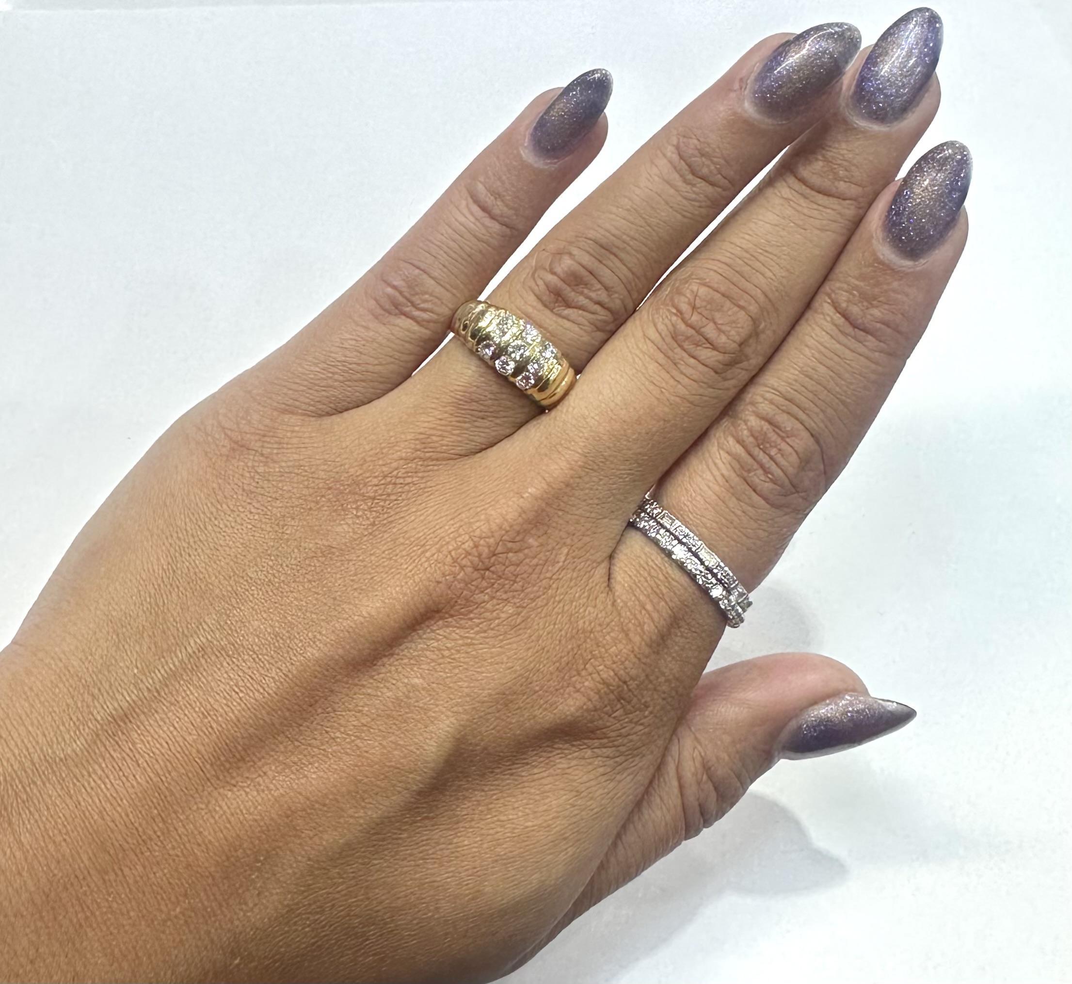 De las mujeres Anillo vintage de los años 80 con diamantes engastados en barra de 0,57 quilates en venta