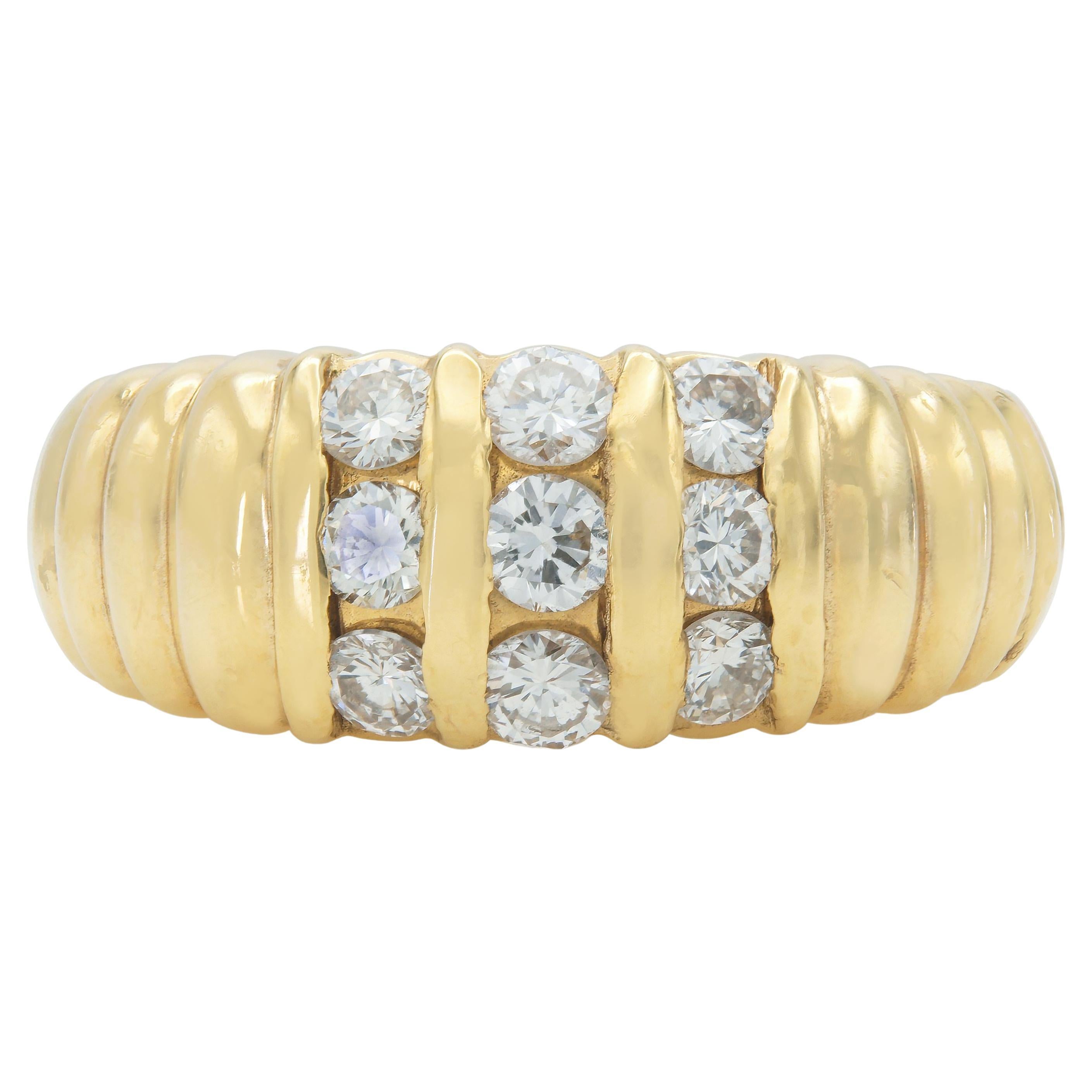 Vintage 1980 0.57 Carat Bar Set Diamonds Band Ring