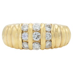 Vintage 1980s 0.57 Carat Bar Set Diamonds Band Ring