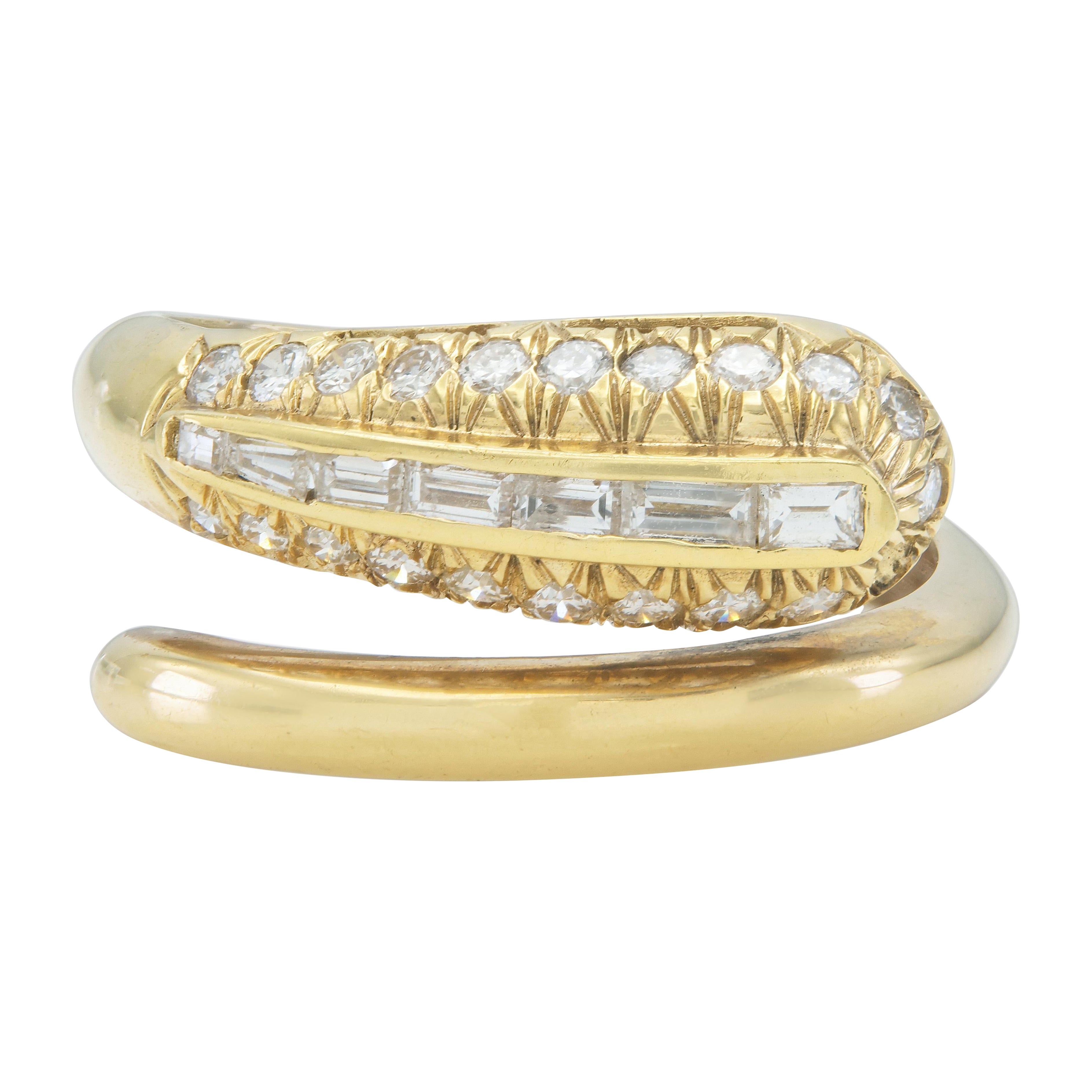 Anello a serpente con diamanti da 0,95 carati degli anni 
80 vintage