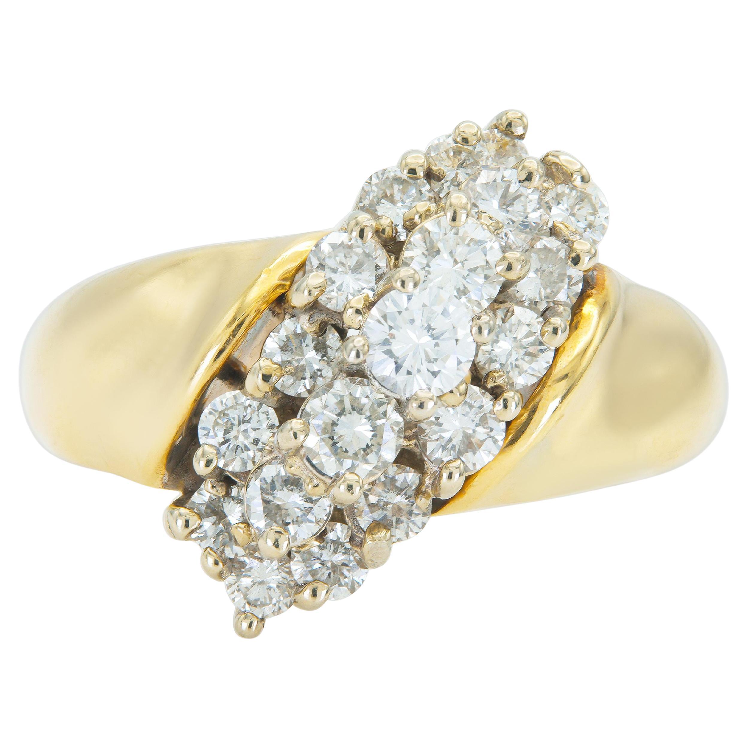 Vintage 1980s 1.00 Carat Round Cut Diamonds Ring in vendita