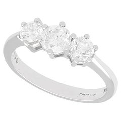 Vintage 1980s 1.04 Carat Diamond White Gold Three-Stone Engagement Ring