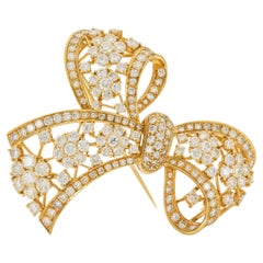 Vintage 1980 10.53 Carat Diamond Bow Brooch
